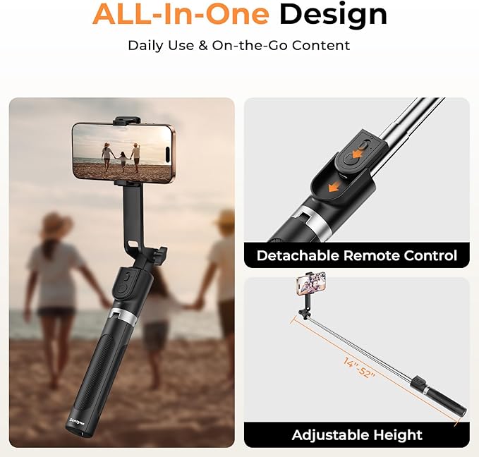 Sensyne Selfie Stick for Phone, Extendable Travel Tripod - Image 3