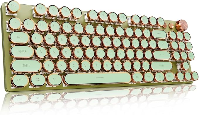 EWEADN V20 Green Typewriter Keyboard, 87 Keys Backlit Typewriter Style by SEUNKWANG
