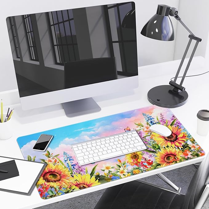 Lokigo Sunflower Mouse Pad Desk Pad Large Gaming Mouse Pad Floral Butterfly - Image 7