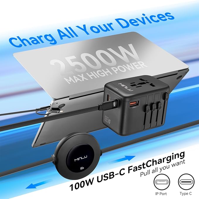 Universal Travel Multi Adapter, PD 65W Worldwide Travel Charger - Image 2