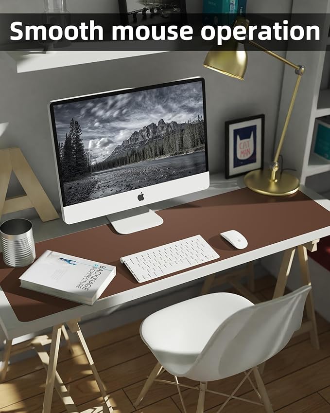 Leather Desk Pad Protector, Mouse Pad, Non-Slip PU Leather Desk Blotter - Image 4