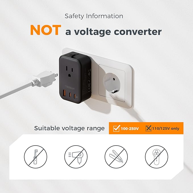 TESSAN International Power Adapter PD 20W, Ultra Thin Universal Adapter - Image 6