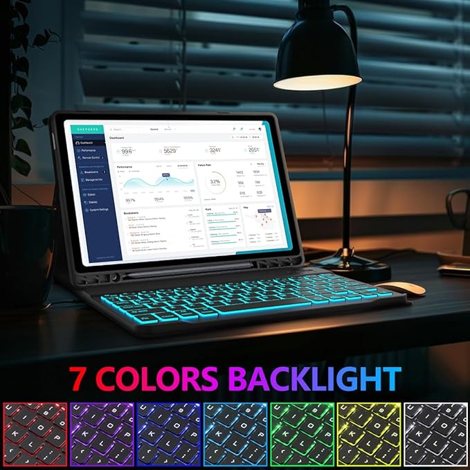 Keyboard Case for Samsung Galaxy Tab A9 Plus 5G 11 inch 2023, 7 Color Backlit - Image 5