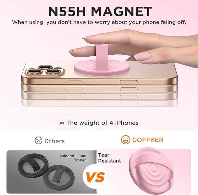 Magnetic Phone Ring Grip Holder, Silicone Finger Loop Grip, Compatible - Image 5