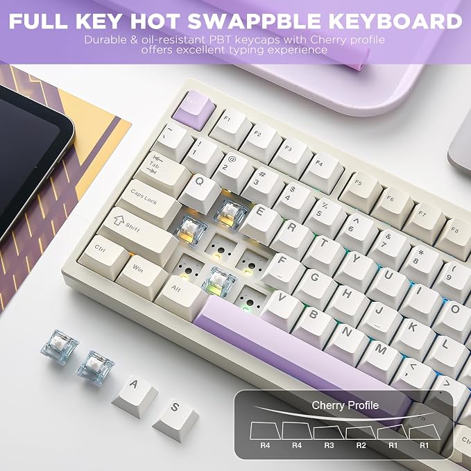 YUNZII AL80 Wireless Mechanical Keyboard, Full Aluminum CNC, Smart LCD Display - Image 6