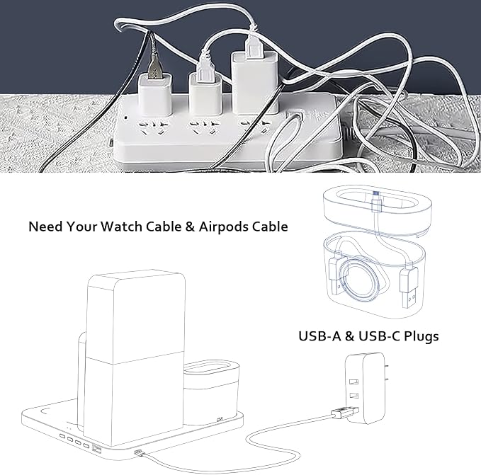 COLSUR Wireless Charging Station, 3 in 1 Charging Station, Alarm Clock - Image 6