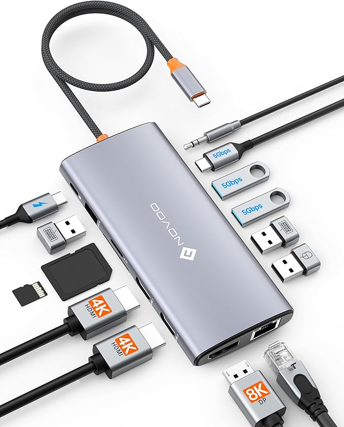 NOVOO USB C Docking Station Dual Monitor by NOVOO