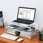 Egchi Acrylic Monitor Stand, 2 Tiers Clear Monitor Riser Computer Stand - Image 8