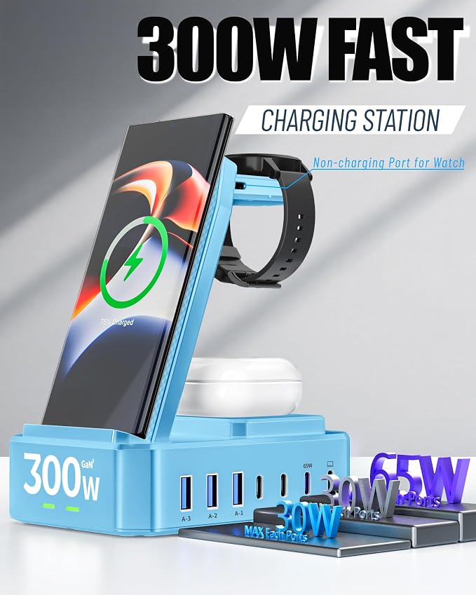 300W Wireless Charger for Samsung, Zutspzss 10 in 1 Wireless Charging Station - Image 3