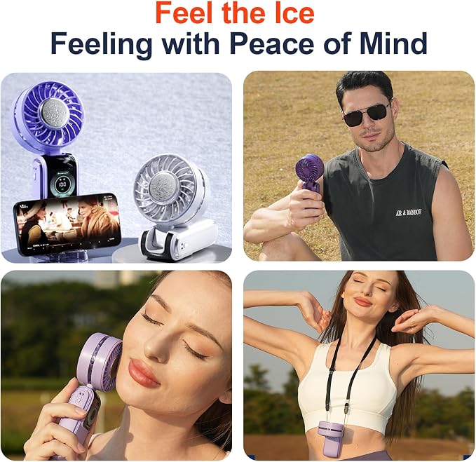 Blows Cold Air Portable Handheld Fan - Image 7