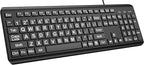 Large Print Computer Keyboard, Wired USB Full Size Quiet Keyboard by EDJO