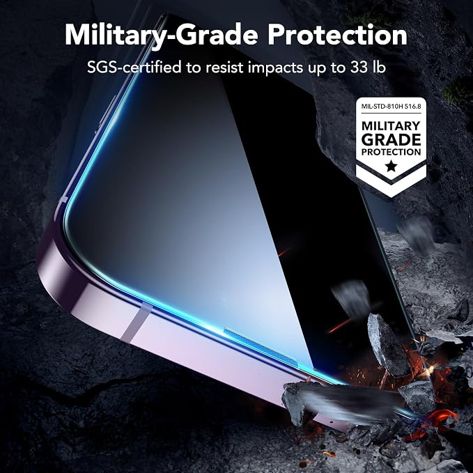 ESR 3 Pack for iPhone 14 Pro Privacy Screen Protector, Anti-spy Tempered-Glass - Image 4