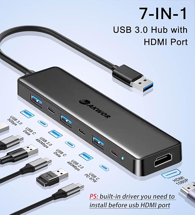 USB 3.0 to HDMI Adapter, USB 3.0 Hub - Image 2