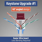 Everest 45° Angled RJ45 Cat5e Keystone Jacks 50-Pack in Red - Image 3