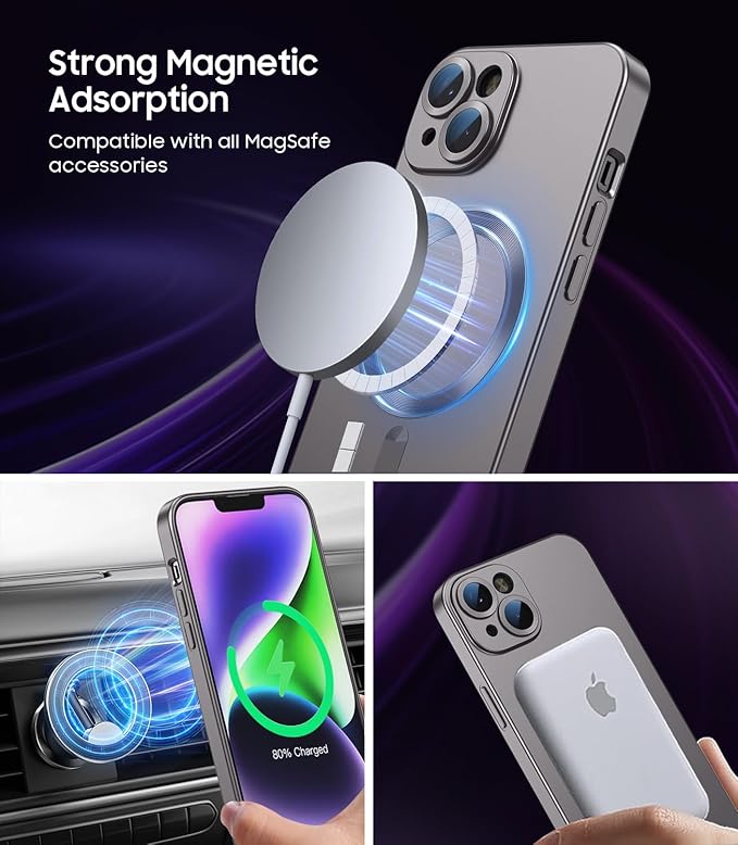 Magnetic for iPhone 15 Case Slim Soft Silicone Bumper Shockproof Metallic Shine - Image 2