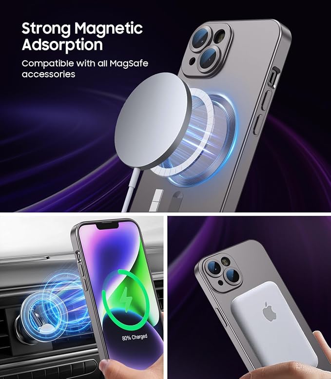 Magnetic for iPhone 14 Case Slim Soft Silicone Bumper Shockproof Metallic - Image 2