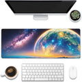 Desk Mat, Galaxy Earth Planet Desk Pad, Science Fiction Cosmic Large Gaming by Eflxamz