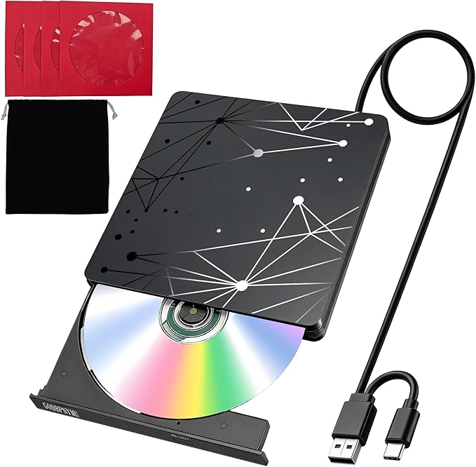 External CD/DVD Drive for Laptop, Ultra-Thin USB Disk Drive, DVD Player for by GODBPMYNU