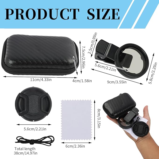 52mm CPL Filter for Phone Camera Clip Kit, Universal Phone Polarizing Filter - Image 2