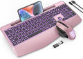 Wireless Keyboard and Mouse Backlits, Wrist Rest, LED Mouse, Rechargeable by SABLUTE