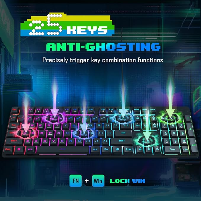 Redragon Updated S107 Gaming Keyboard and Mouse, RGB Gaming Keyboard and 10000 - Image 7