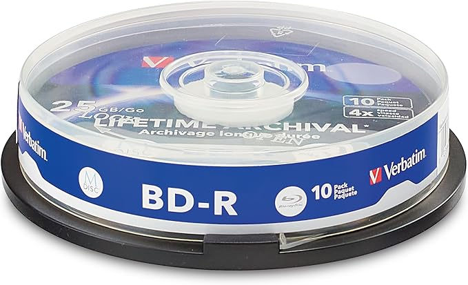 Verbatim M DISC BD-R 25GB 4X Lifetime Archival White Inkjet Hub Printable Blank by Verbatim