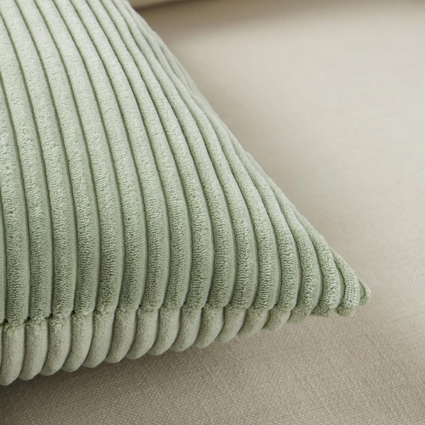 Fancy Homi 2 Packs Sage Green Big Decorative Throw Pillow Covers 24x24 Inch for Living Room Couch Bed, Rustic Farmhouse Boho Home Decor, Soft Corss Corduroy Patchwork Accent Cushion Case 60x60 cm