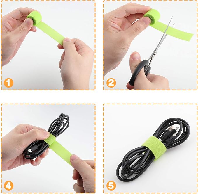 Reusable Fastening Tape Cable Ties 3/4 Inch Double Side Hook Roll - Image 6