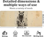 Vintage Raccoon Gaming Mouse Pad, Large Office Desk Mat, Anti-Slip Rubber Base - Image 3