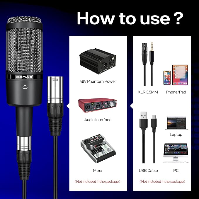 Condenser Microphone XLR, Professional Studio Recording Microphone - Image 5