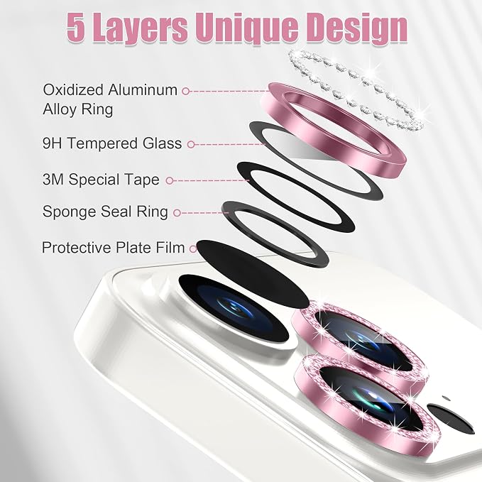 AGVEE 3+3 6 Pack for iPhone 15 Pro 6.1" / 15 Pro Max 6.7" Camera Lens Cover - Image 7