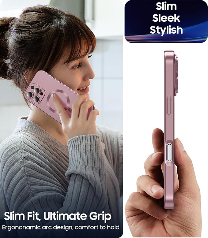 Magnetic for iPhone 16 Pro Case Slim Soft Silicone Bumper Shockproof Metallic - Image 7
