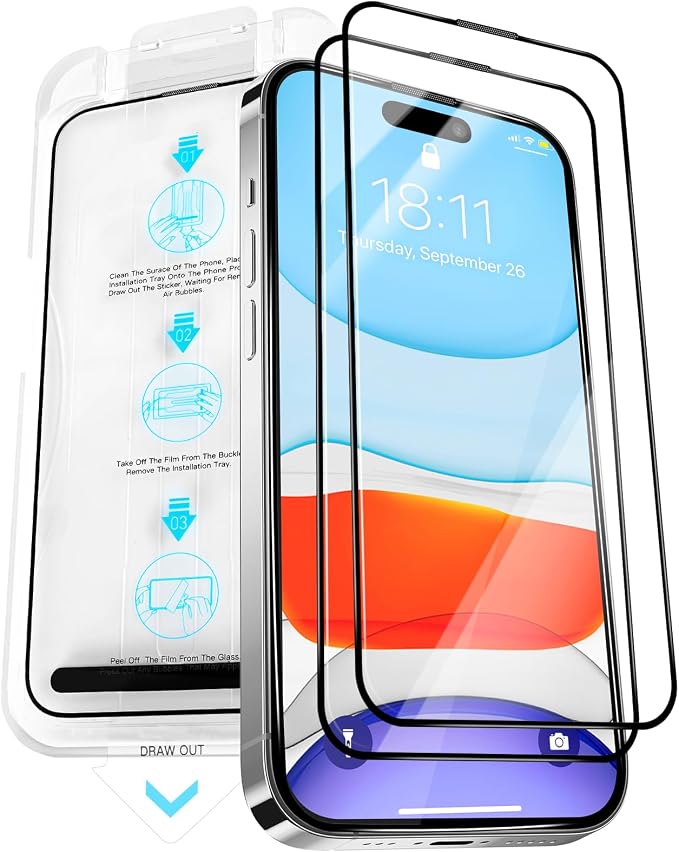 2 Pack Screen Protector for iPhone 16, Durable and Drop-Proof by Vongong