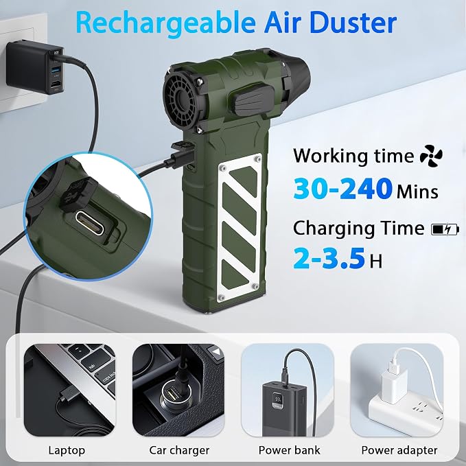 Electric Air Duster-Compressed Air Duster, 60mph Wind Stepless Speed Canned Air - Image 3