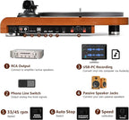 Vinyl Record Player with Bluetooth Input Output, Turntable with Built-in Preamp - Image 4