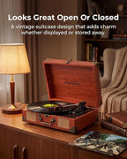 Vinyl Record Player with Bluetooth Output & Input, Treble & Bass Control - Image 5