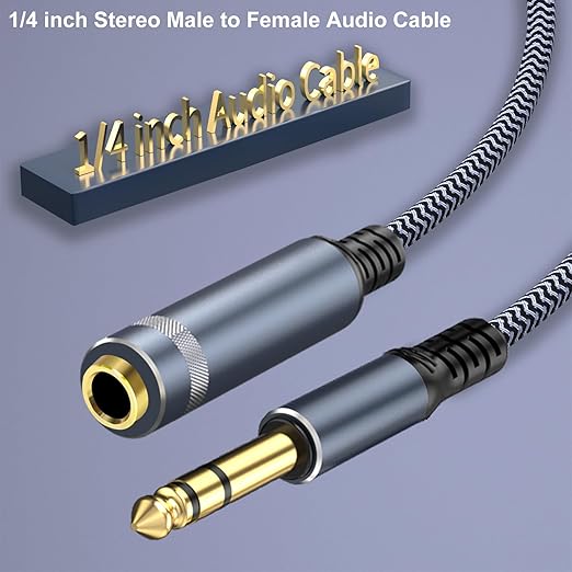 1/4" Male to Female Stereo Headphone Guitar Cable - 25ft Quarter Inch Extension - Image 8