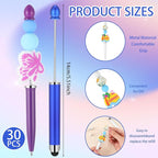 Qilery 30 Pcs Beaded Pens with Stylus Tips Plastic Beaded DIY Stylus 2-in-1 - Image 2