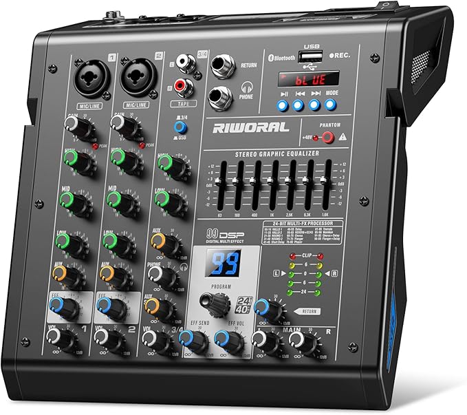 4 Channel Audio Interface DJ Mixer by RiworalAudio