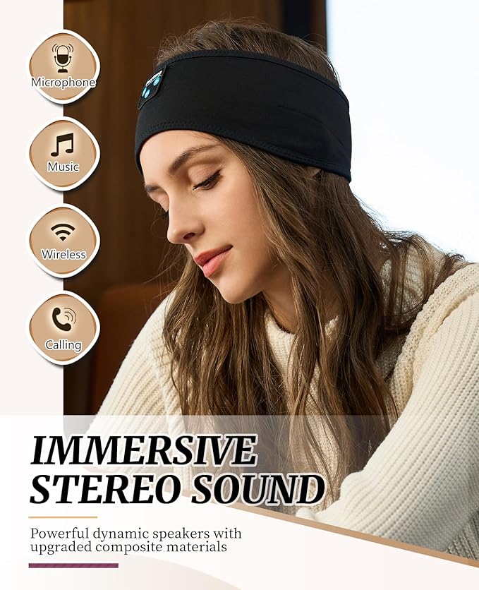 Perytong Sleep Headphones Bluetooth Headband Wireless Headphone Headband - Image 4