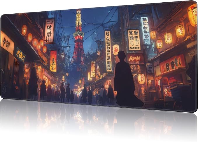 Mouse Pad Large Bustling Street in Tokyo Non-Slip Gaming Desk Mat by NIYLYNSYN