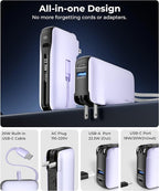 Portable Charger with Built-in USB-C Cable & Plug, 000mAh 5V/4.5A Power Bank - Image 2