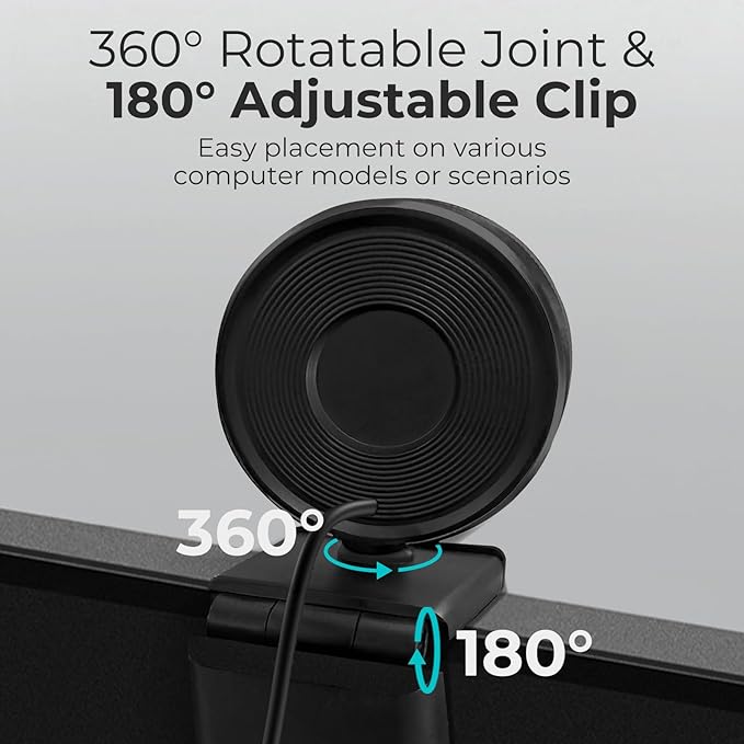 2K Webcam for PC with Microphone & Light & Privacy Cover, Web Camera for - Image 6