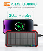 BLAVOR Solar Power Bank, PD18W QC3.0 Fast Charging 10W Wireless Charger - Image 2