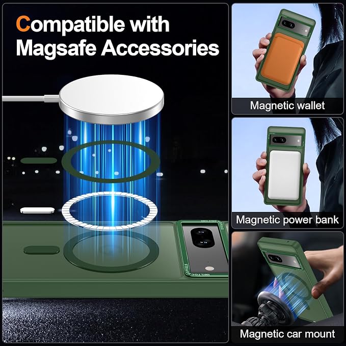 Magnetic for Google Pixel 7 Case, Shockproof Slim Translucent Matte Anti-Slip - Image 2