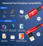 USB C to Lightning Cable 6FT, 90 Degree iPhone Charger Cables 3Pack Fast - Image 8