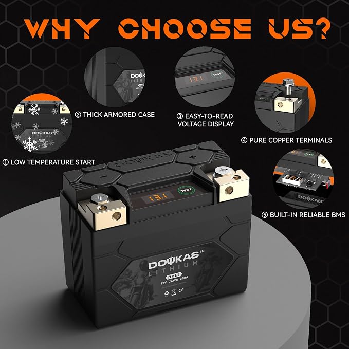 DKL5 300A LiFePO4 Motorcycle Lithium Battery, 12V 2Ah Powersports Battery - Image 8