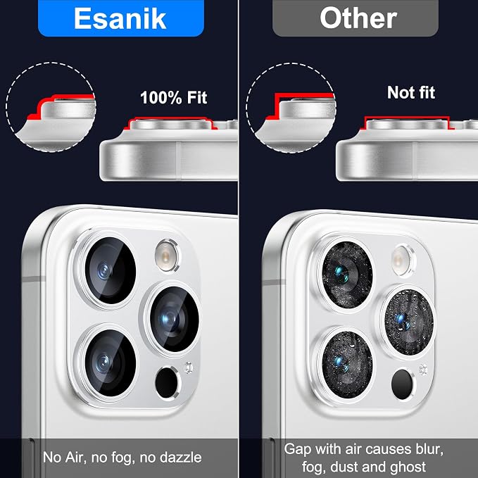 Esanik Upgrade 2 Pack for iPhone 16 Pro/iPhone 16 Pro Max Camera Lens Protector - Image 3