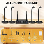 4-Channel Wireless Conference Microphone System, UHF Compact Cordless Mic Set - Image 6