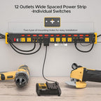 CRST 12 Outlets Long Power Strip, 9 FT Cord Metal Wall Mount Surge Protector - Image 3